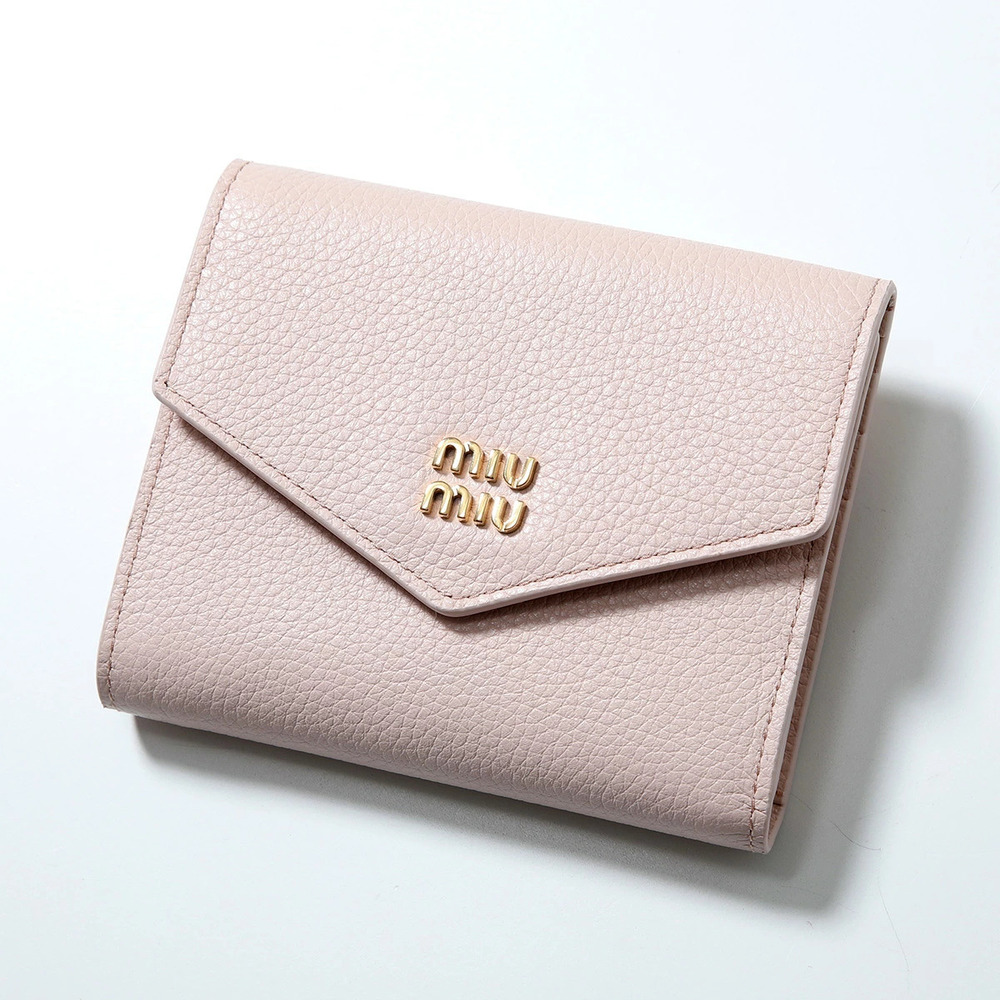 Miu Miu Bi fold Wallet Leather Metal